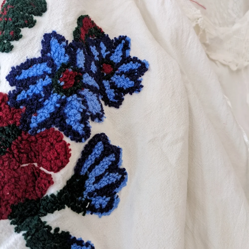 Free People Meadows top sheer floral lace details embroidered sleeve siz…